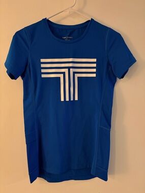 Tory Burch Tory Sport Women's Blue Logo Performance Tee short sleeve